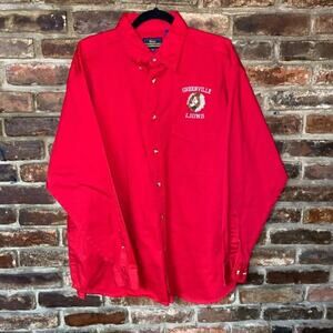 Vintage Blue Generation Greenville Lions Red Embroidered Button Down Top Size XL